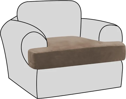 Vista 27 de H.VERSAILTEX Fundas de terciopelo elástico para silla con cojín en forma de T para sala de estar, funda de sofá, funda de asiento con cojín