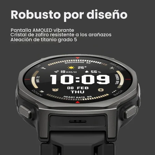 Vista 3 de Amazfit Reloj inteligente T-Rex 3 Pro, cristal de zafiro AMOLED de 1.32