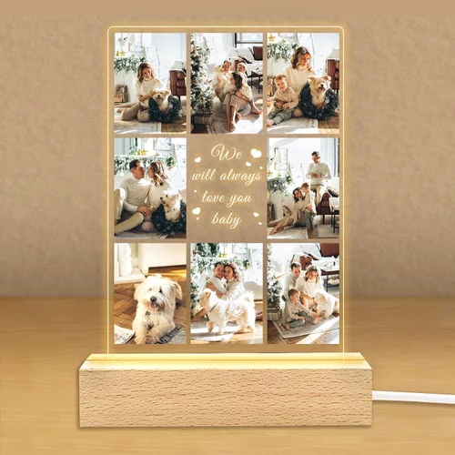 Vista 14 de Regalos de fotos personalizados para novio, novia, mujer, pareja, marcos de fotos personalizados, placa acrílica, luz nocturna para mejor amigo
