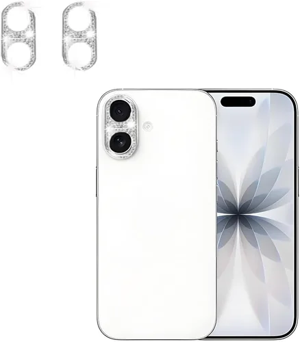 Vista 8 de [Paquete de 2] Protector de lente de cámara de cristal brillante para iPhone 11/iPhone 12 mini, cubierta de cámara trasera de diamante con purpurina