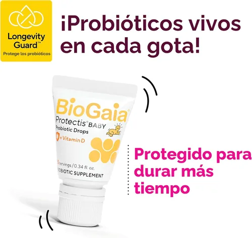 Vista 5 de BioGaia ProTectis Gotas probióticas para bebés Alivio de cólicos y gases + Vitamina D Seguro para recién nacidos Alivia el llanto
