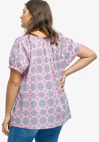 Vista 3 de ellos Blusa campesina con ribete de volantes para mujer, talla grande