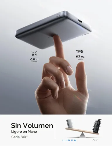 Vista 8 de Cargador portátil magnético para iPhone 18 [certificado Qi2] Magsafe Power Gris-oscuro