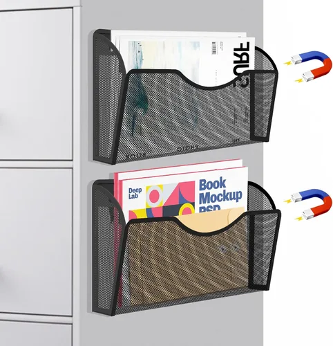 Vista 11 de Soporte magnético para archivos, organizador de carpetas de archivos, 1 bolsillos, estante de revistas colgante de oficina para archivadores