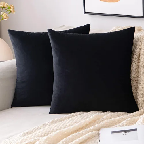 Vista 30 de EMEMA - Paquete de 2 fundas de almohada de terciopelo decorativas, fundas de cojín cuadradas suaves y sólidas para sofá, dormitorio, silla, Verde