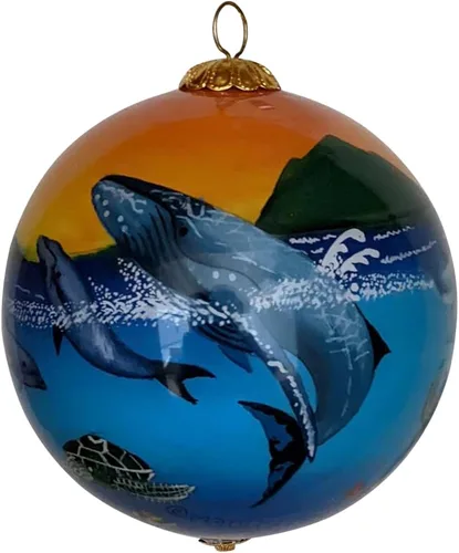 Vista 19 de Cornucopia Maui ornamento de Navidad de cristal pintado a mano con caja de regalo, recuerdo coleccionable CC/M