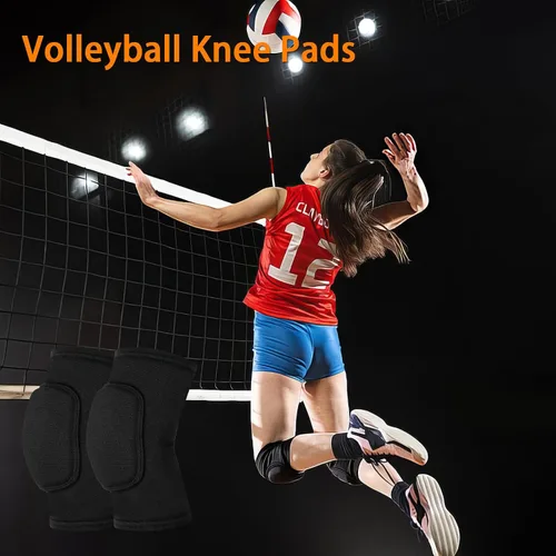 Vista 6 de Rodilleras de voleibol, 2 pares de rodilleras de voleibol para niñas, rodilleras para mujeres, jóvenes y niños, rodilleras negras suaves