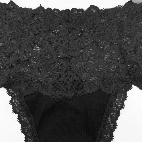 Vista 6 de GAREDOB Tangas de algodón retro de cintura alta para mujer, paquete de 6 unidades, ropa interior de encaje, talla grande, tiro alto, control