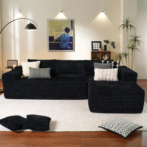Vista 27 de ovios Sofá seccional Cloud de 96 pulgadas con chaise en forma de L, sofá modular moderno con asiento profundo, sofás tapizados para sala de estar