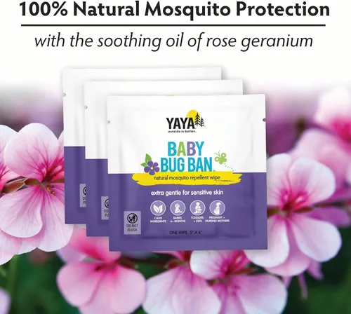 Vista 6 de YAYA ORGANICS Baby Bug BAN - Toallitas repelentes de insectos, totalmente naturales, sin DEET, no tóxicas, para bebés, niños, madres embarazadas
