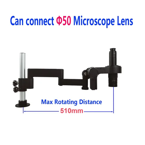 Vista 2 de Brazo giratorio universal articulado para microscopio, brazo de soporte para microscopio con abrazadera para microscopio profesional trinocular
