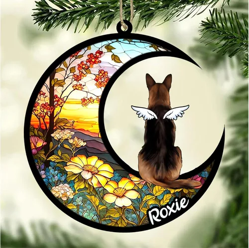 Vista 452 de LOVELYPOD Adorno de Navidad personalizado para perro Basset Hound (marrón) Basset Hound (marrón) adorno para atrapasoles de perro, razas de perros