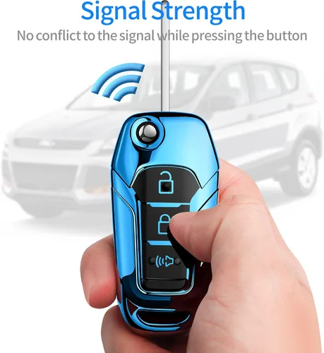 Vista 5 de Tukellen Funda para llavero Ford de TPU suave, protección completa, compatible con Ford F150 F250 F350 F450 F550 Explorer Ranger Escape Key Shell