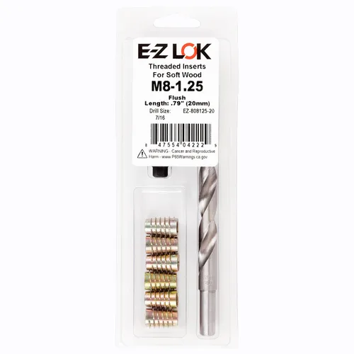 Vista 22 de E-Z LOK Kit de reparación de rosca hexagonal E-Z para insertos roscados con brida para madera blanda 1/4-20 x 13mm, perforador, herramienta