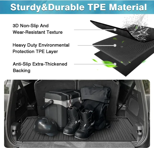 Vista 4 de Mixsuper Forro de carga para Rivian R1S 2022-2024 2025, alfombrilla para maletero para todo tipo de clima, para accesorios R1S, alfombrilla
