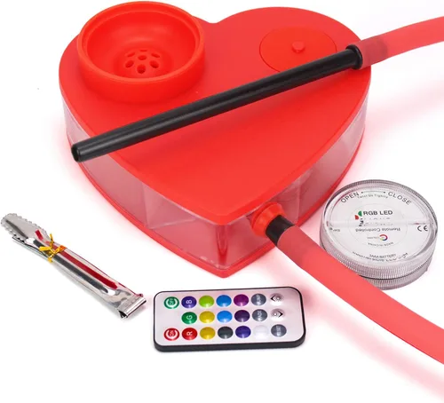 Vista 7 de Conjunto de cachimba de acrílico Modelo Heart Shisha Nargile Sheesha Narguile Chicha Cachimbas Kit (negro)