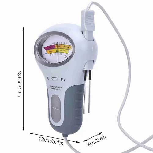 Vista 3 de Probador de calidad del agua, probador eléctrico de piscina PC-102B CL2 y probador para piscina, spa, analizador de calidad de agua con sonda, kit