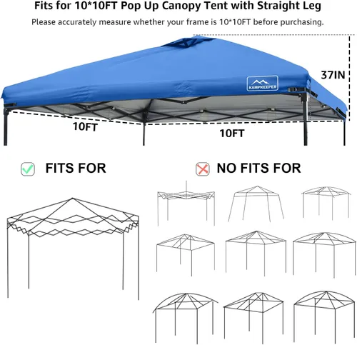 Vista 58 de KAMPKEEPER Cubierta de Repuesto Superior para Carpa Toldo Emergente con Ventilación de Aire y Correa Elástica Ajustable, Poliéster Resistente a Azul