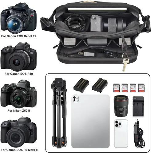 Vista 4 de Bolsa de cámara para fotografía con funda para cámara Canon Eos Rebel T7/R50/R100 Mark II/R50V/R10/R5/R6/R8 Mark IV/SL3 DSLR SLR
