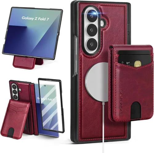 Vista 11 de SkyEagle Funda Cartera magnética desmontable compatible con Magsafe para Samsung Galaxy Z Fold 7 con tarjetero Protector de pantalla integrado