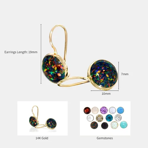Vista 24 de 14K Gold Gemstone Drop Earrings - Birthstone Dangle - Solid Yellow Gold Dangle Earrings - Dainty Handmade Wedding Jewelry - Perfect Bridal or