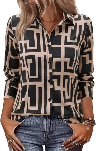 Vista 7 de siliteelon Camisas de vestir con botones para mujer, camisas de vestir de manga larga, algodón de corte clásico