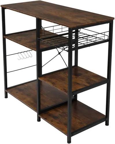 Vista 4 de Estante de cocina para hornear y microondas con estantes ajustables para electrodomésticos, estante de almacenamiento de electrodomésticos