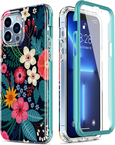 Vista 7 de Esdot Funda protectora para iPhone 13 Mini con protector de pantalla integrado, protección de grado militar con diseños de moda para mujeres