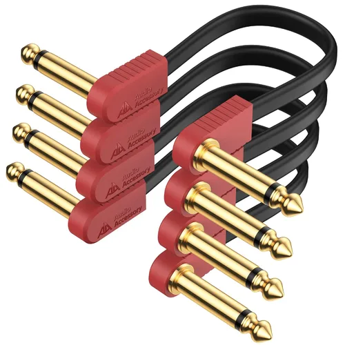 Vista 19 de Cables de conexión de guitarra, cables de pedal de guitarra planos chapados en oro, reforzados con Kevlar, cable blindado de doble capa sin ruido