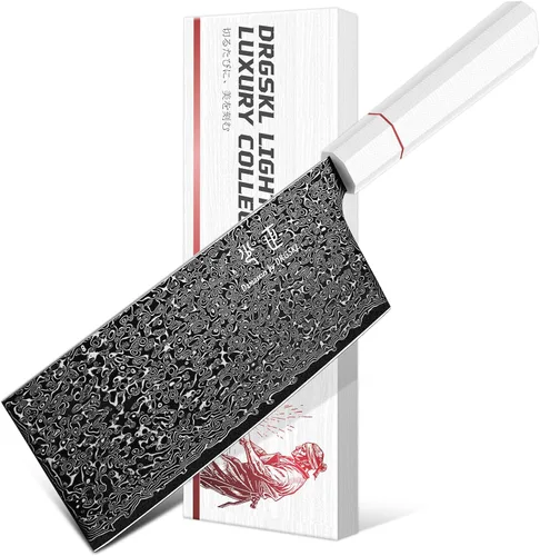 Vista 13 de DRGSKL Cuchillo de fruta de Damasco de 3.5 pulgadas - Cuchillo de pelar VG10 para corte de precisión - Cuchillos de cocina pequeños con mango