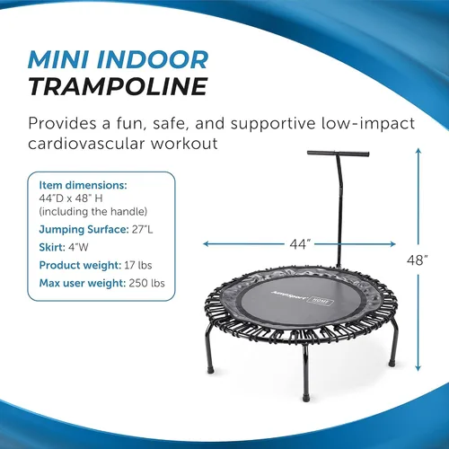 Vista 2 de Fitness Trampoline - Indoor Mini Rebounder Trampoline for Adults - Professional's Choice, Safe & Stable