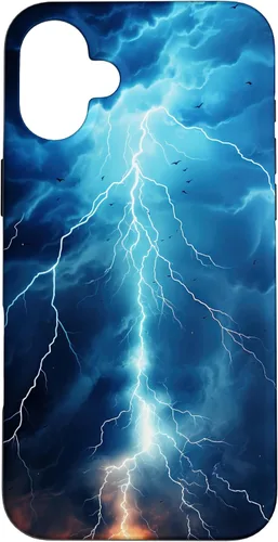 Vista 23 de iPhone 13 Pro Max Cool Blue Lightning Bolt Storm Funda de arte gráfico Wild Nature Sky