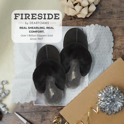 Vista 66 de Dearfoams Fireside Sydney Pantuflas anchas de piel de oveja para mujer, para interiores y exteriores