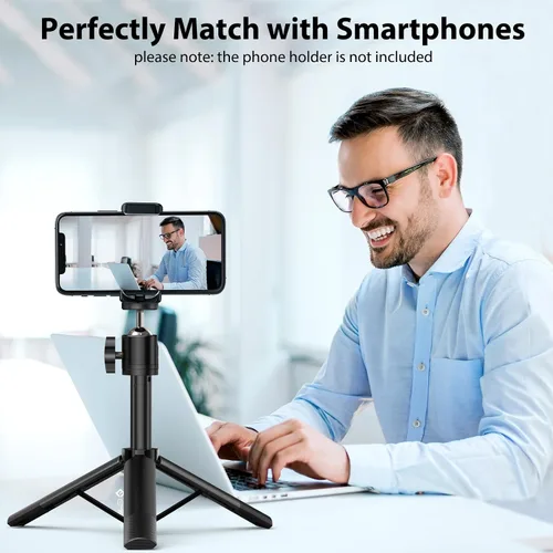 Vista 7 de EMEET - Trípode de cámara web, mini trípode profesional para cámara web, alturas ajustables con cabezal giratorio de 360°, portátil y ligero, uso