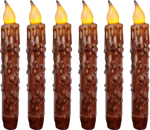 Vista 18 de CVHOMEDECO. Velas de cera real sumergidas a mano, funciona con pilas, temporizador, velas cónicas sin llama primitivas del país, 6-3/4 pulgadas