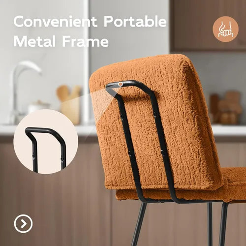 Vista 8 de Ollega Taburetes de bar de 26 pulgadas de altura de mostrador con respaldo, juego de 2, terciopelo marrón Powder-coated steel legs, comfortable