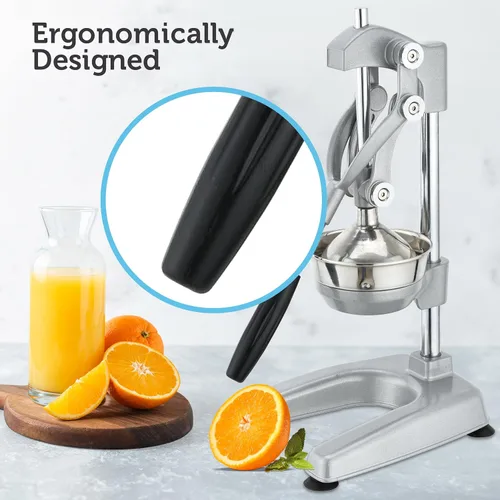 Vista 4 de Courant Exprimidor de jugo de naranja de acero aleado, resistente, fácil de limpiar, exprimidor profesional de cítricos, exprimidor de prensa manual