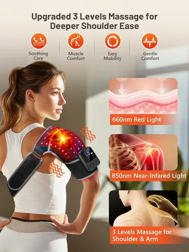 Vista 2 de RELEXNOW Terapia de luz roja inalámbrica para hombro, terapia de luz cercana al infrarrojo portátil para comodidad de hombros y articulaciones