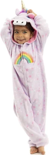Vista 5 de Funstuff Animales Unicornio Bebé Niñas Fleece Zip Up Cosplay Traje de Piel Mono Woobie Tail Recién Nacido a Niño Grande
