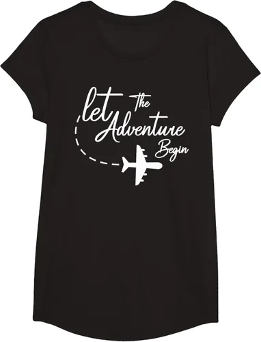 Vista 3 de Let The Adventure Begin - Camiseta inspiradora en modo de viaje en avión, Negro, S