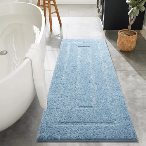 Vista 21 de HOMORE Alfombra de baño negra de 24 x 17 pulgadas, suave y absorbente, alfombra de baño pequeña, alfombra de baño lavable antideslizante para bañera