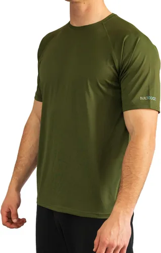 Vista 4 de BUILTCOOL Camisa raglán de cuello redondo para hombre, de secado rápido, absorción de humedad instantánea, protección solar UPF 50