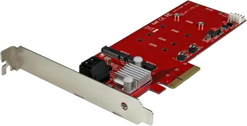 Vista 7 de StarTech Adaptador M2 PCIe SSD - x4 PCIe 3.0 NVMe / AHCI / NGFF / M-Key - Perfil Bajo y Perfil Completo - Adaptador SSD PCIe M.2, TAA (PEX4M2E1)