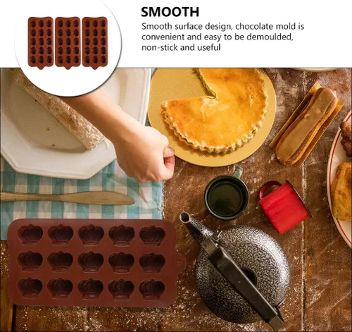 Vista 4 de Moldes de silicona para dulces, paquete de 3 moldes antiadherentes para azúcar de 8.46 x 4.09 x 0.59 pulgadas, moldes para hacer chocolate para mini