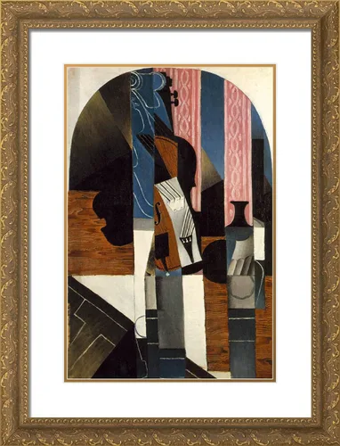 Vista 5 de ArtDirect Gris, Juan 19x24 Black Modern Framed Art Print Titled: Violin and Ink Bottle on a Table