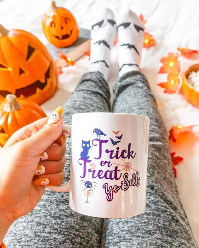 Vista 3 de Divertida taza de café para Halloween, otoño, temporada de otoño, taza de café, regalo para amiga, mamá, hermana, compañera de trabajo