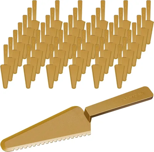 Vista 12 de Suclain 50 piezas de cortador de pasteles desechables negros a granel de 9.1 pulgadas, servidor de plástico para tartas, espátula, cuchillos, tarta