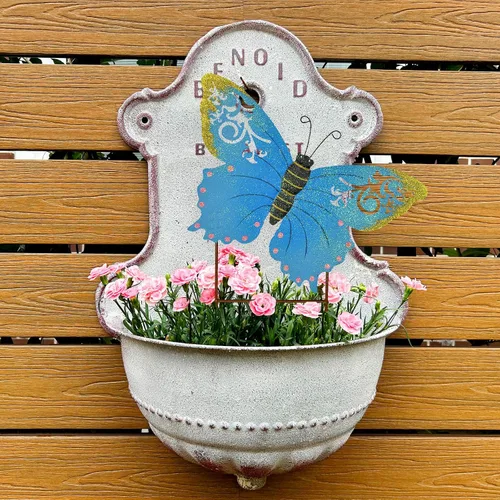 Vista 2 de Estaca decorativa de mariposa para jardín, bonita decoración de insectos de metal, decoración de jardín al aire libre para patio, porche, césped