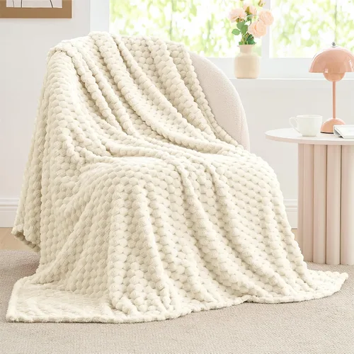 Vista 225 de BEDELITE Manta de forro polar para sofá y cama, manta decorativa de jacquard 3D de almendra, súper suave y acogedora, manta mullida cálida adecuada