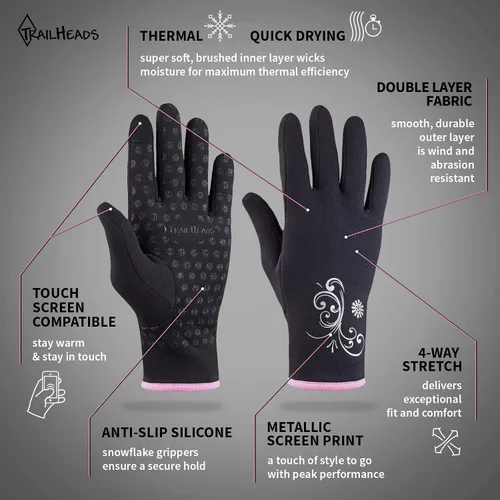 Vista 2 de TrailHeads Guantes de correr para mujer Guantes para pantalla táctil Accesorios para correr de invierno